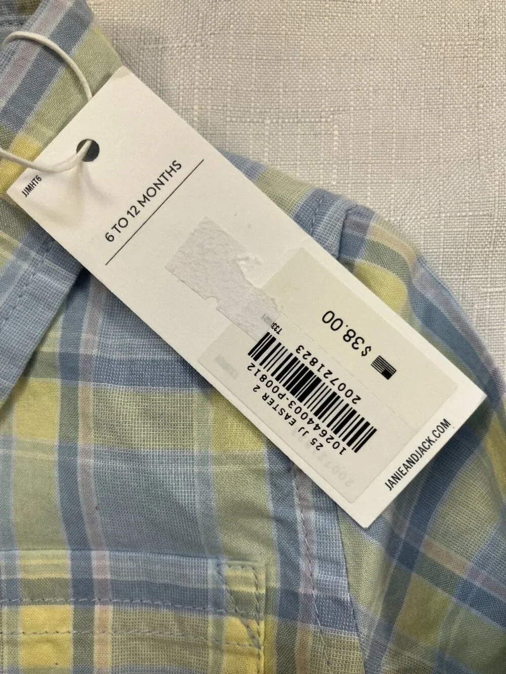 NWT Janie and Jack Set L/S Button Up Shirt & Shorts, Blue/yellow 6-12 mo.